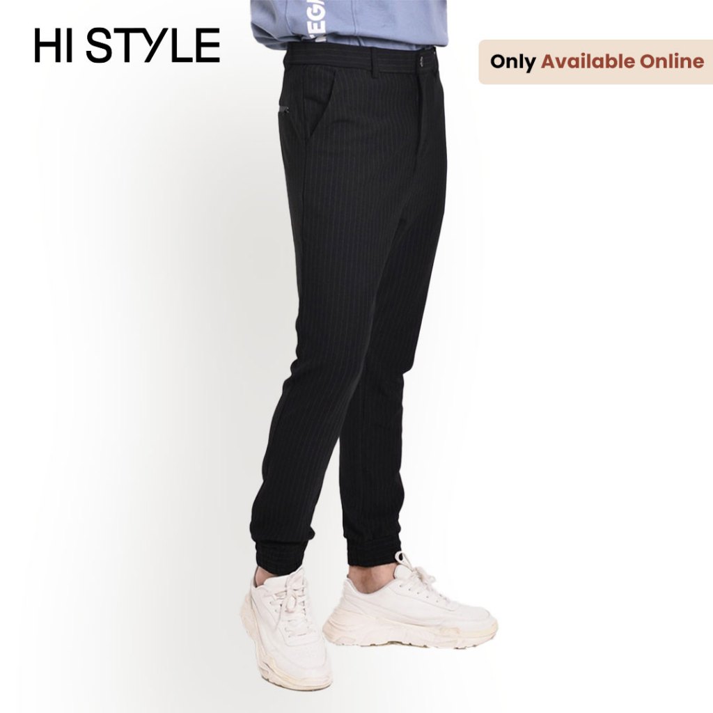 [Online Exclusives] HI STYLE Men Long Pants Jogger - Black - ACH2H3233