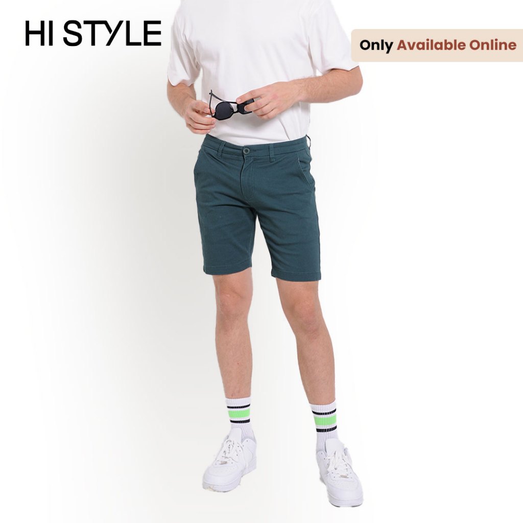 [Online Exclusives] HI STYLE Men Short Pants - Dark Green - KQS3H3680 / Seluar Pendek Lelaki - Hijau Gelap