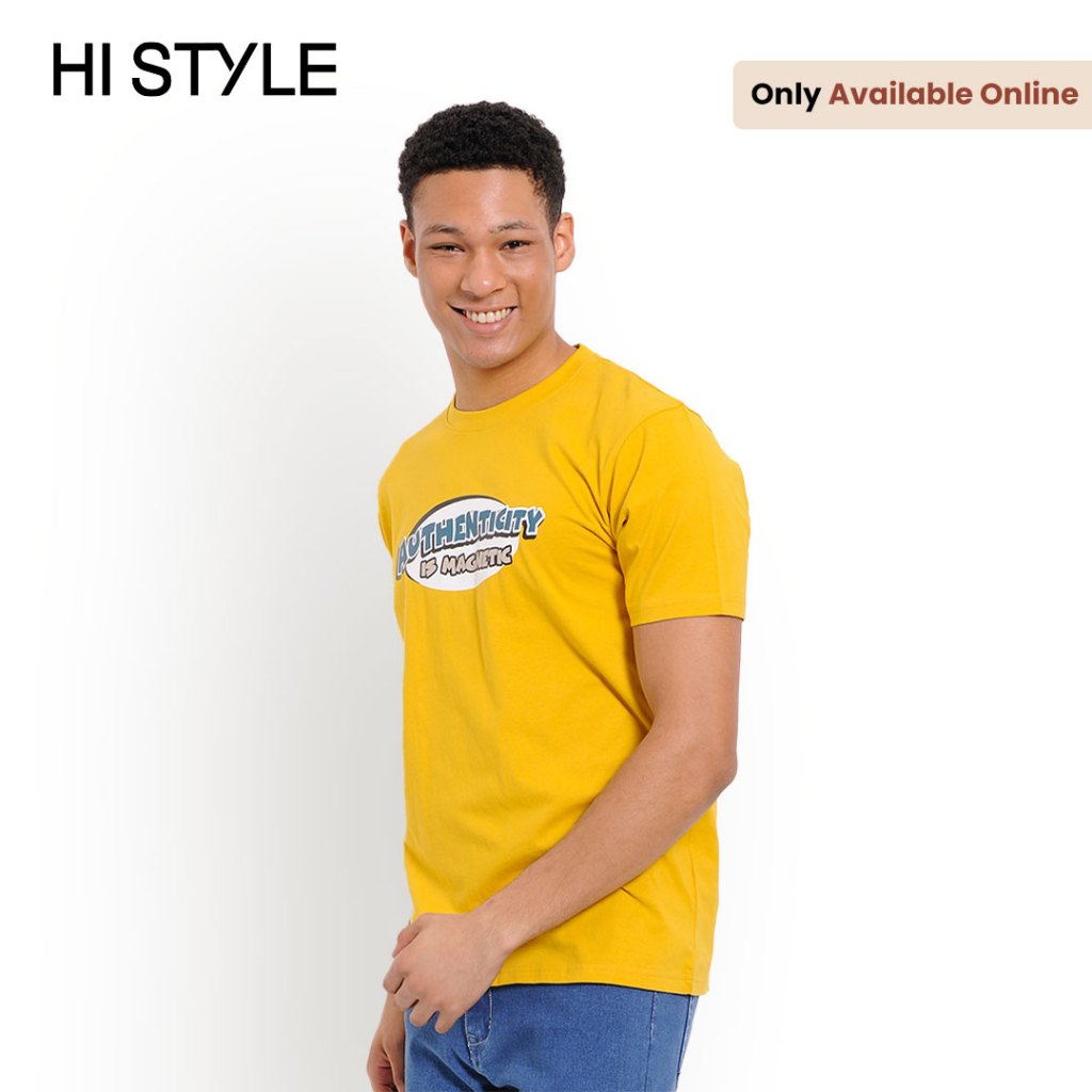 [Online Exclusives] HI STYLE Men Graphic Short Sleeve T-Shirt - Yellow - RFM3H3800 / T-shirt Lelaki Lengan Pendek