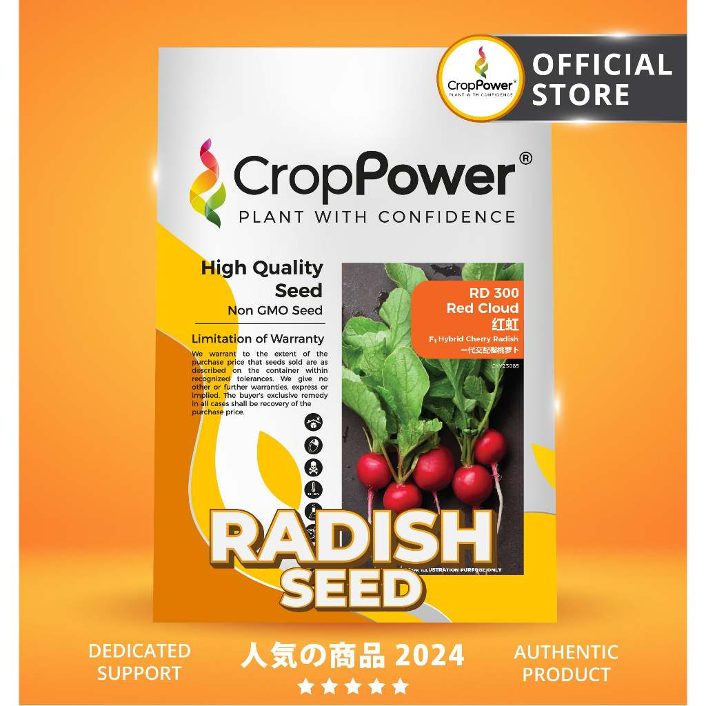 (50 GRAM) Biji Benih Cherry Radish Red Cloud 红虹 RD300 CROP POWER F1 HYBRID Cherry Radish Seeds 樱萝卜 RD 300