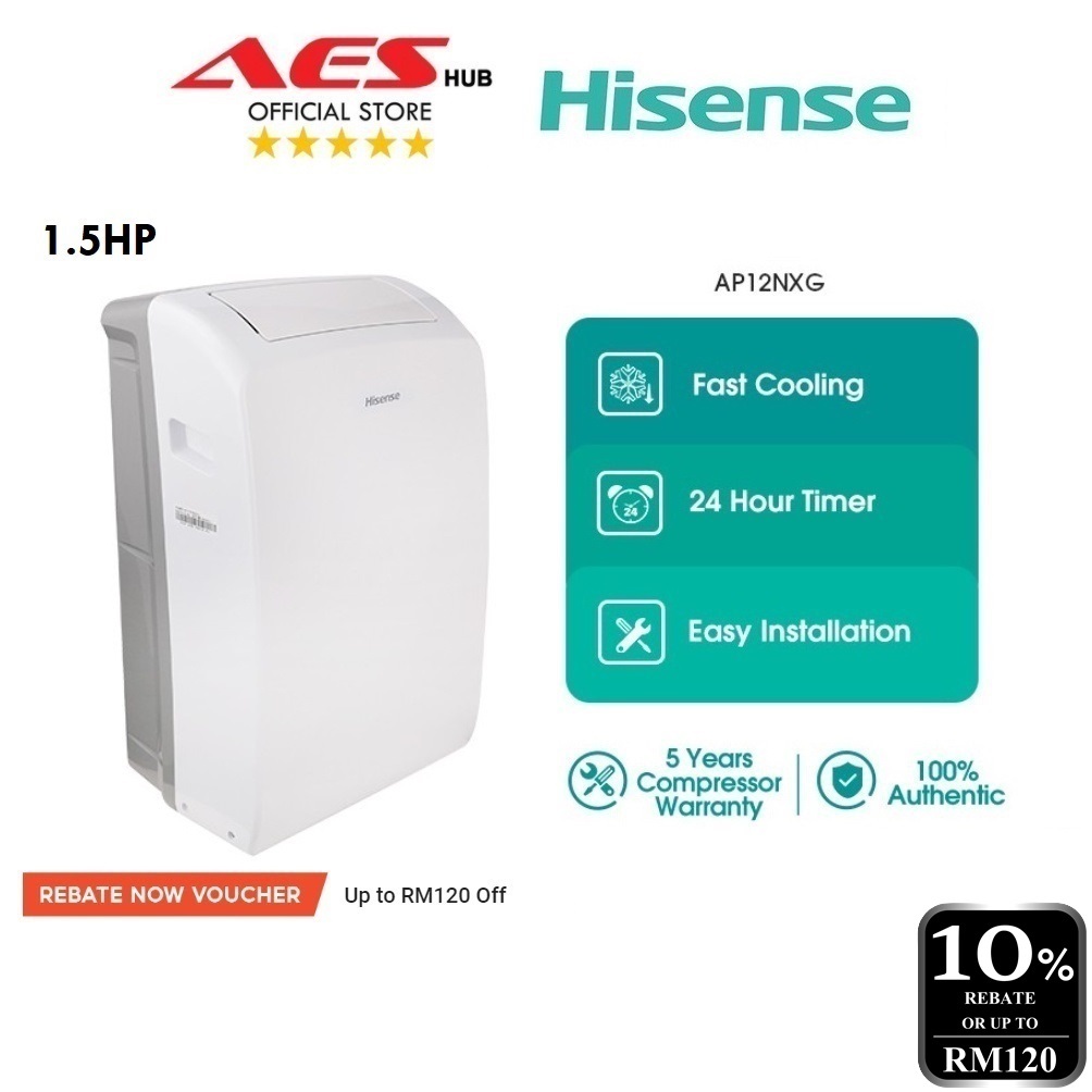 Hisense Portable Air Conditioner 1.5HP Portable Aircond Penghawa Dingin Mudah Alih R32 Air Cond 1.5HP AP12NXG