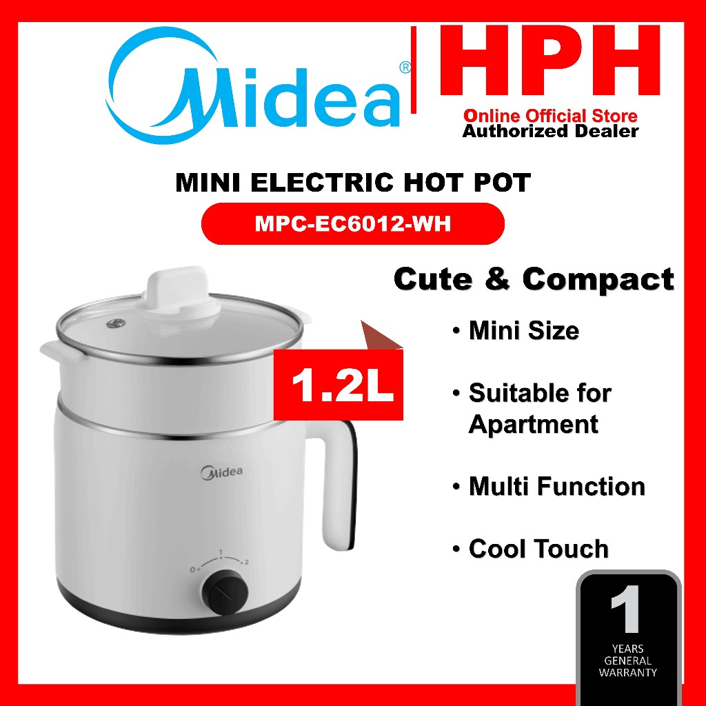 Midea Electric Hot Pot with Steam Function 1.2L MPC-EC6012 Multi Function Periuk Panas Elektrik dengan Stim