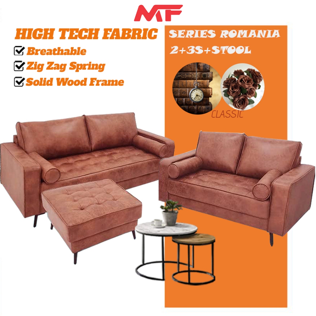 [READY STOCK]Million Furniture-ROMANIA SERIES high tech fabric chocolate colour sofa set