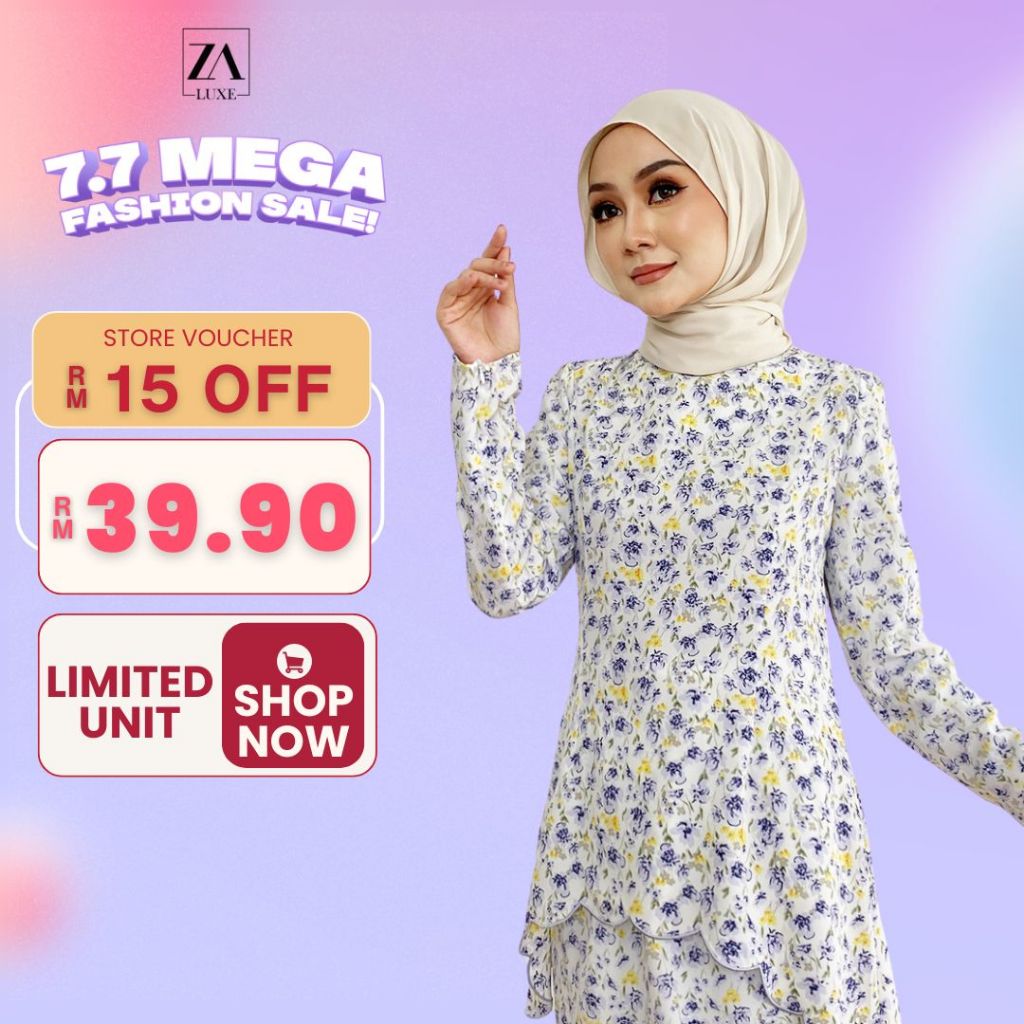 ZOE ARISSA BAJU KURUNG MODEN FISHTAIL DESIGN Kurung Raya HAJI 2024 Viral Kurung Printed Floral CLEMIRA Kurung Sulam