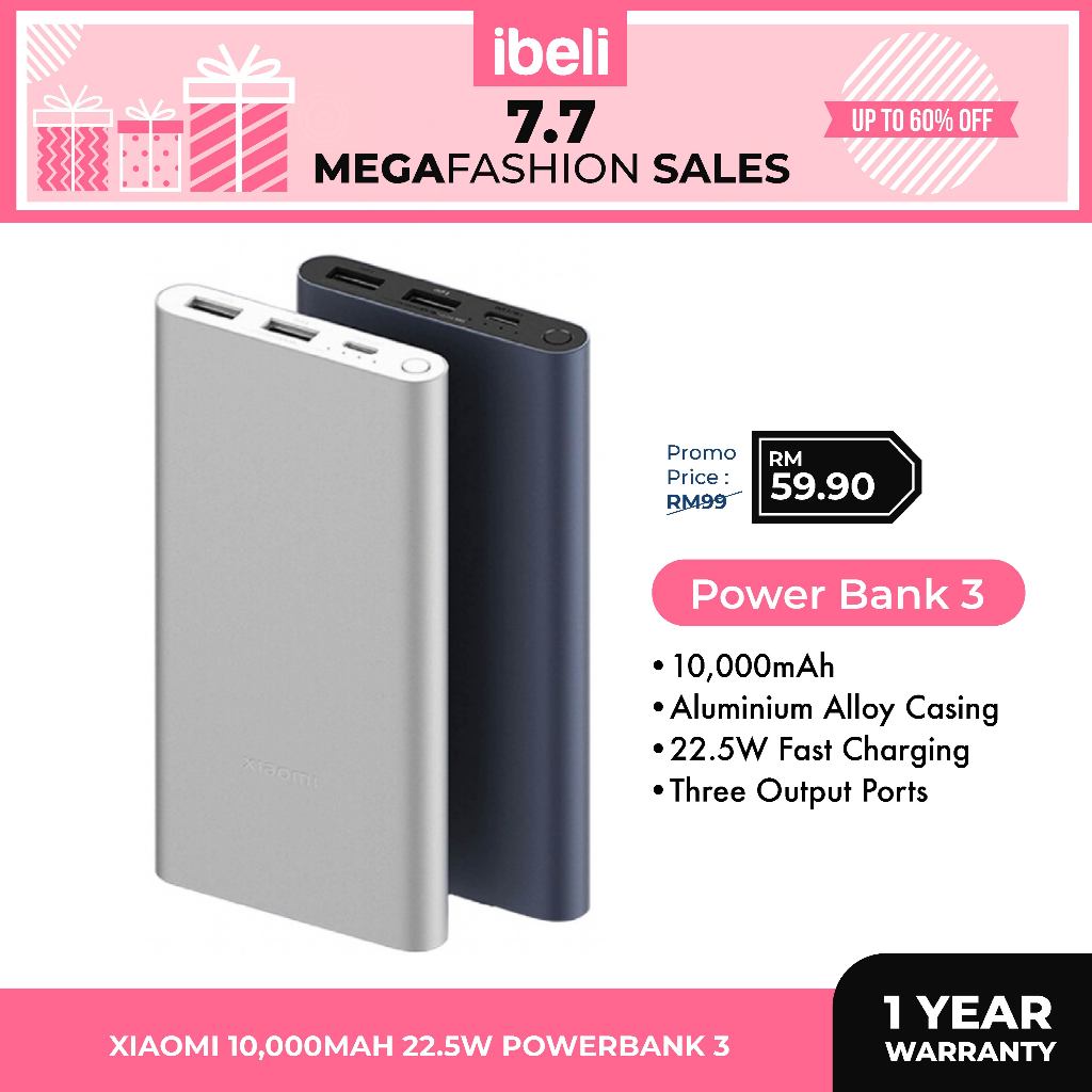 Xiaomi Mi Powerbank 3 22.5W 10000mAh 2023 Type C Input PB100DPDZM Fast Charging Xiaomi Power bank