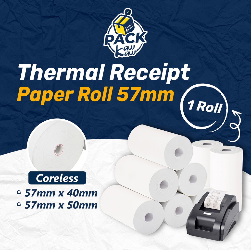 57mm Thermal Paper Coreless Thermal Receipt Paper Roll POS Receipt Foodpanda Grab Kertas Resit Cash Register TP01
