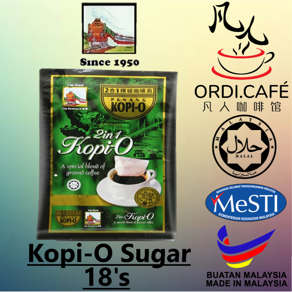 Cap Keretapi Penang Train Brand 2 in 1 Kopi-O Less Sugar 槟城火车标2合1咖啡乌 (18’s x 25g)