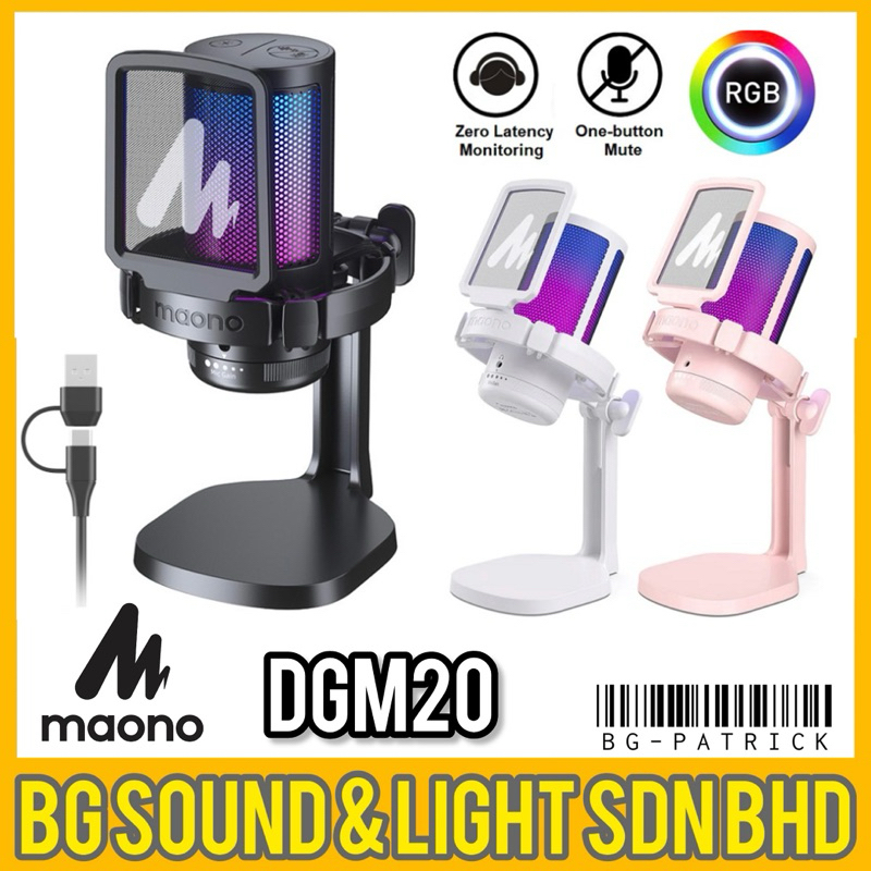 Maono DGM20 RGB USB Microphone Gaming Mic USB Condenser Mic RGB Mic Noise Canceling Mic with Mic Gain,RGB Light