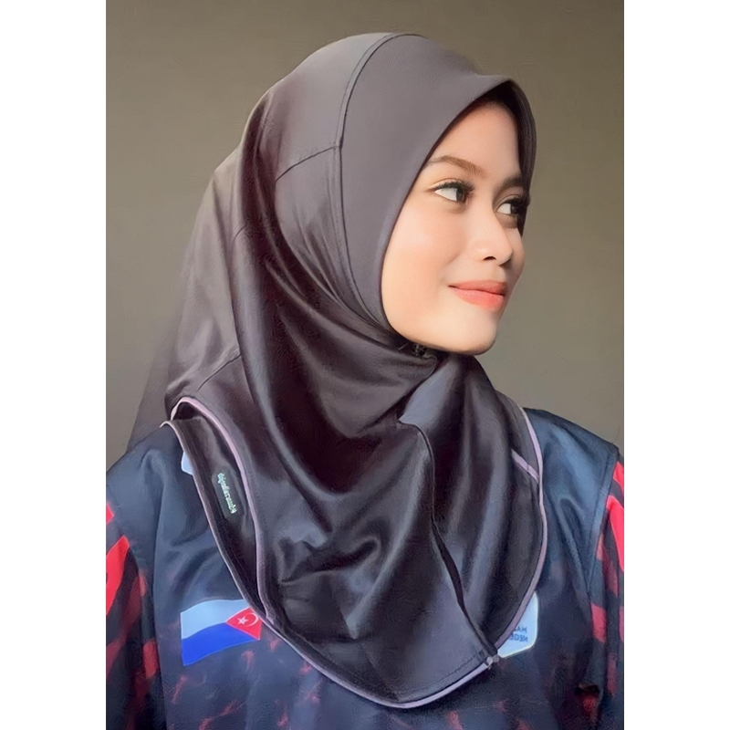 dssarzalheejab Black Size M/L/S Sports Hijab Tudung Sukan Cepat Kering dan Selesa