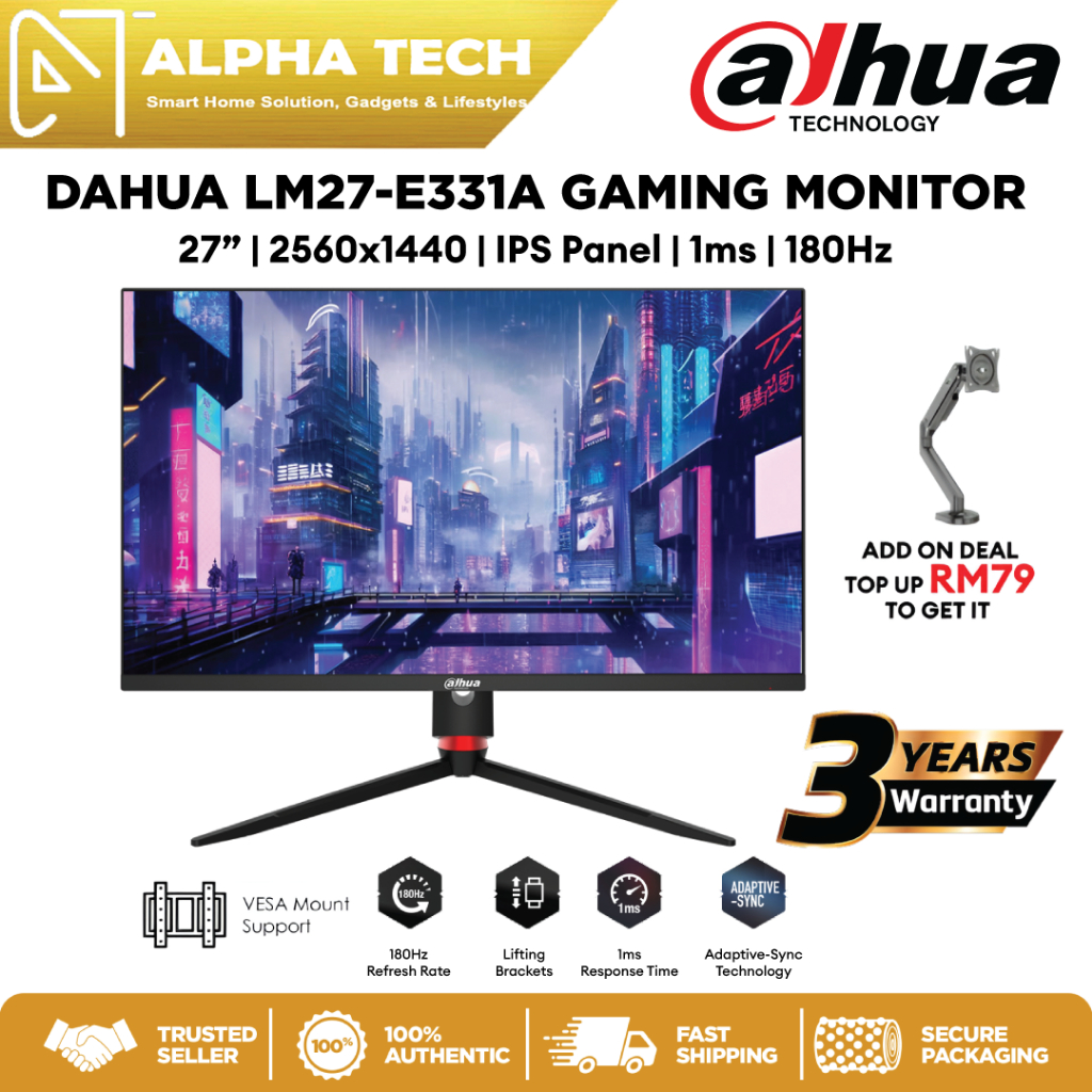 DAHUA LM27-E331A 27’’ QHD IPS Gaming Monitor | 180Hz | Adaptive Sync | 1440p