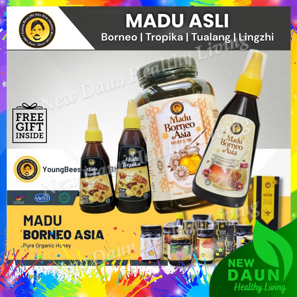 YOUNG BEES PREMIUM MADU BORNEO ASIA Pure Honey Madu Asli Borneo | Tropika | Tualang | Lingzhi