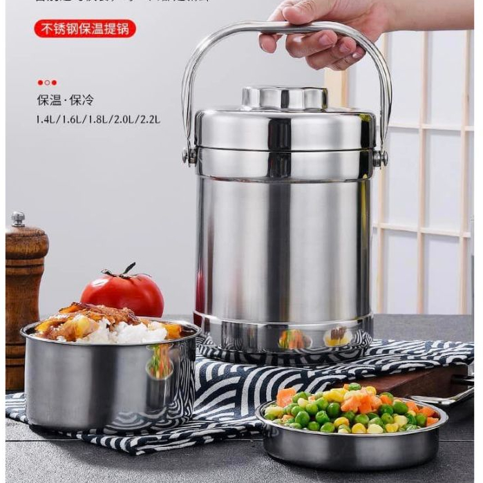 1.8L Double Layer Vacuum Lunch Box Stainless Steel Portable Jar Thermal Food Warmer Cooker Pot Thermos Hot Bekas Makanan