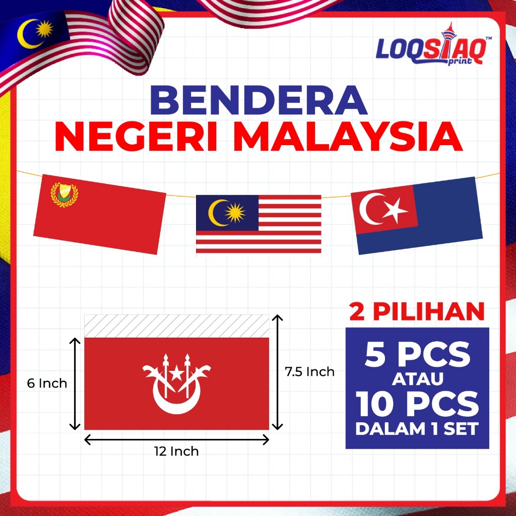 BANNER HIASAN BENDERA NEGERI-NEGERI MALAYSIA, SEMUA NEGERI DI MALAYSIA
