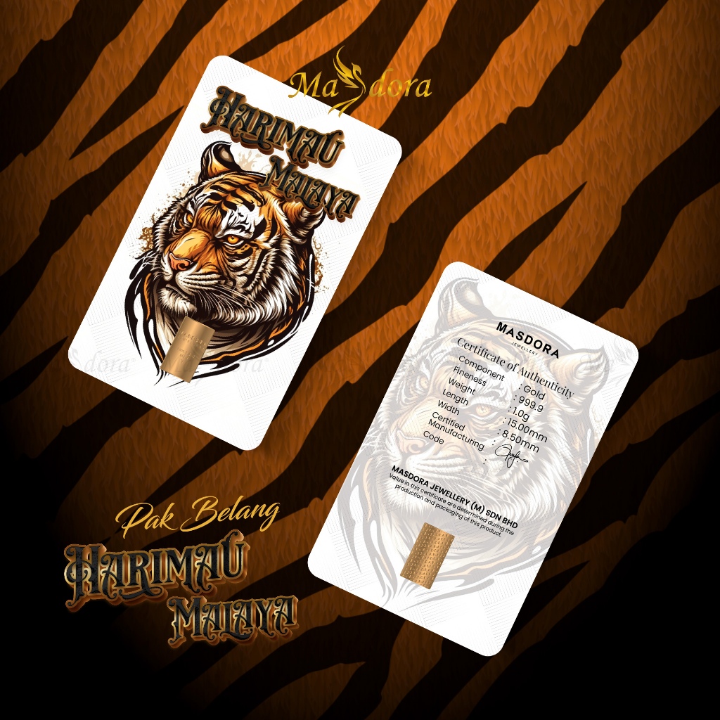 MASDORA 999.9 Gold Bar 1.00GM Harimau Malaya Collection (EMAS 999.9/24K)