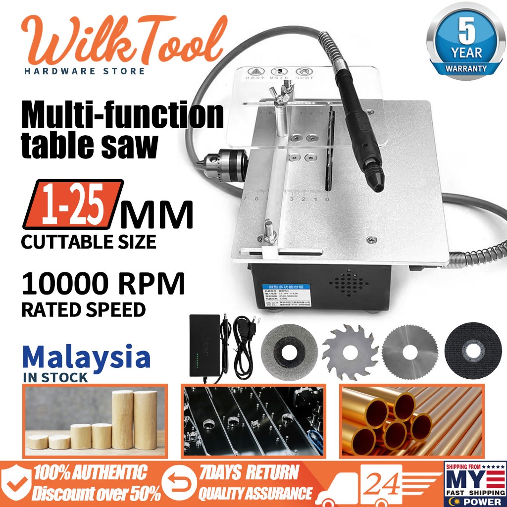 WilkTOOL' Mini Multifunctional Table Saw Electric Desktop Saws Woodworking Lathe DIY Cutting Machine 木工车床