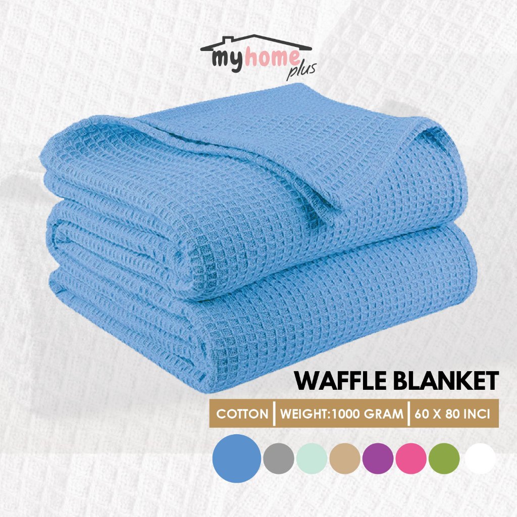 MHP Waffle Combed 100% Cotton Blanket 60"x80"| Super Single Bed Tebal Cozy & Soft Viral