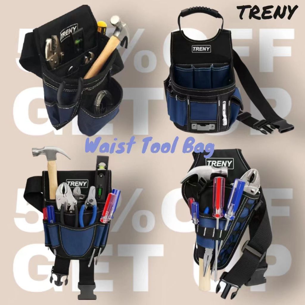 TRENY Heavy Duty Tool Bag Electrician Oxford Cloth Heavy Duty Tool Bag Contractor Tool Box Storage Beg Alat Kotak Alat