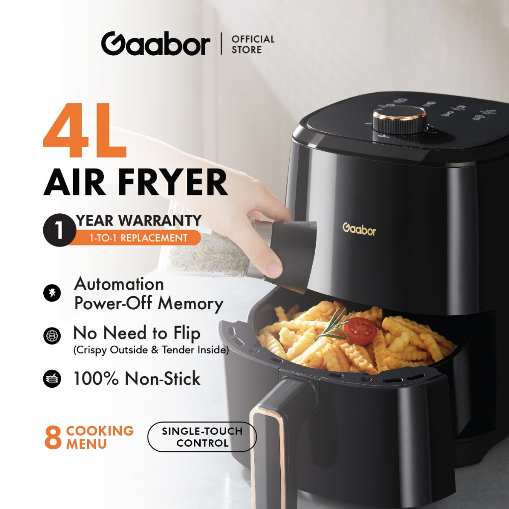 Gaabor 4L Air Fryer Oven Smart Uniform Heating 360 Hot Air Circulation AF40M-WH01A/BK03A