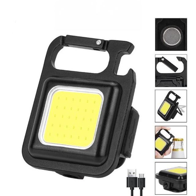 [Shopee Choice] Multifunctional USB Rechargeable COB Work Lamp Mini Keychain LED Light Strong Magnetic Camping Fishing