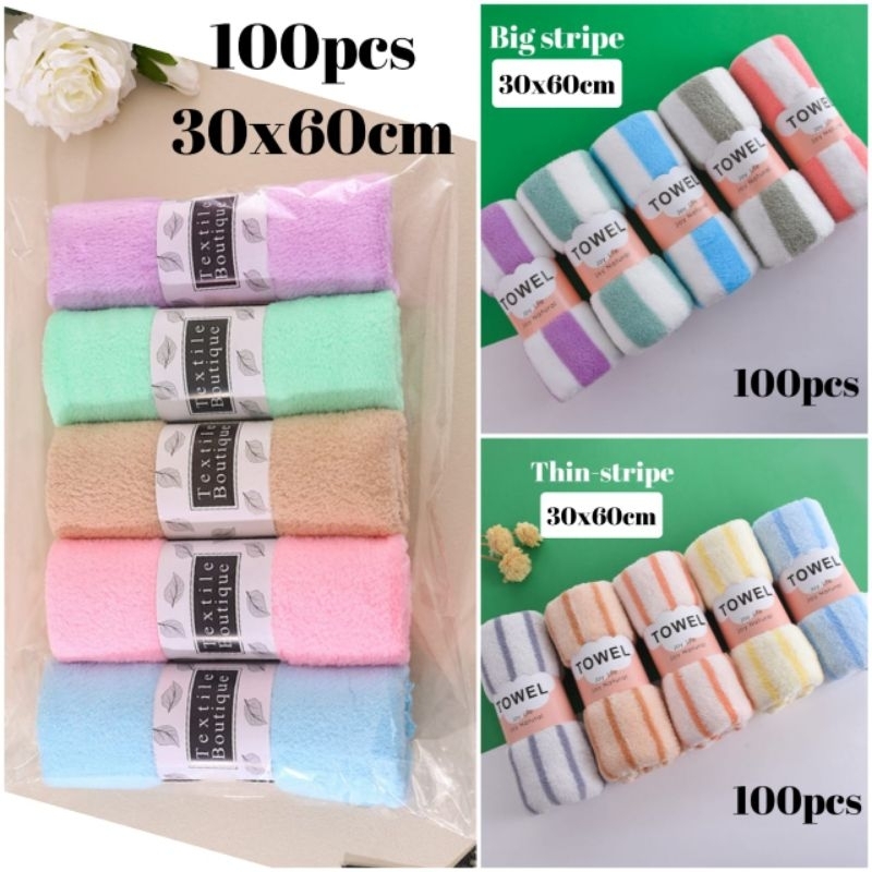 🇲🇾Ready stock 100pcs Face Towel 30*60cm Super Soft Absorbent Water High Quality Towels Tuala Muka Dorrgift