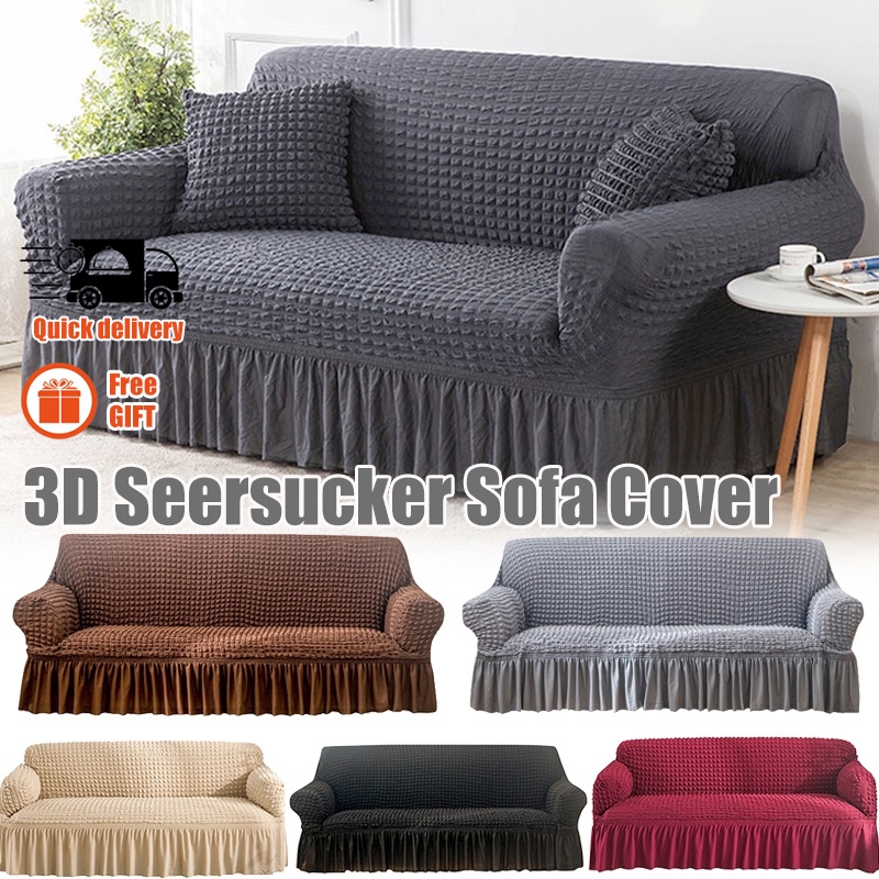 Universal Spandex Seersucker Sarung Sofa 1 2 3 4 Seater Sofa Cover Stretch Sofa Slipcover Living Room Sarung Kusyen 沙发套