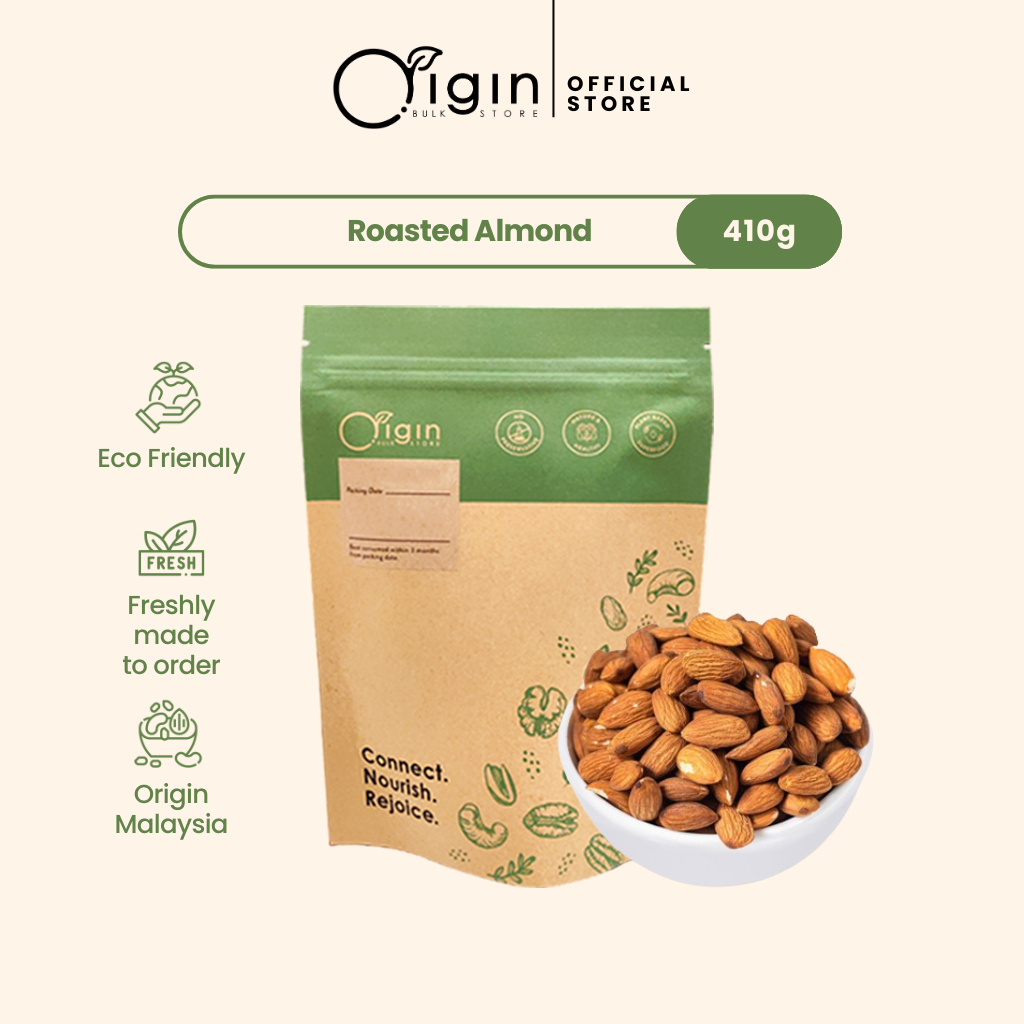 Origin Bulk Store Roasted Nuts - Roasted Almond (USA) 410g Big Pack Muslim Friendly