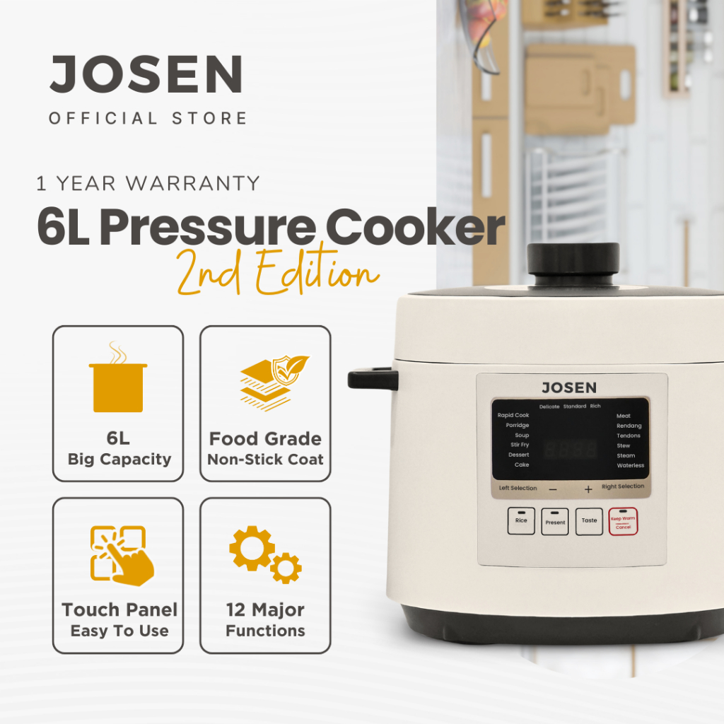 JOSEN 6L Multifunctional Pressure Cooker 2.0 | Smart Electric Digital Non-stick Cooker Rice Cooker Multicooker | 气压锅电压力锅