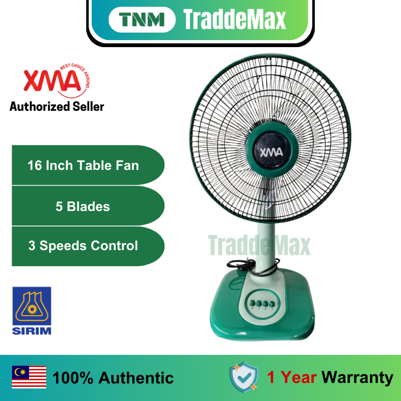 XMA Table Fan High Performance Table/Desk Fan/Kipas Meja with 5 Blades, 3 Speed -(16'') [SIRIM APPROVED]