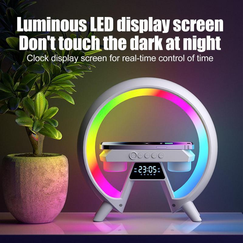 15W LED Atmosphere Light RGB Wireless Charger Bluetooth Speaker Table Lamp Over 10 Modes Light Color With AP