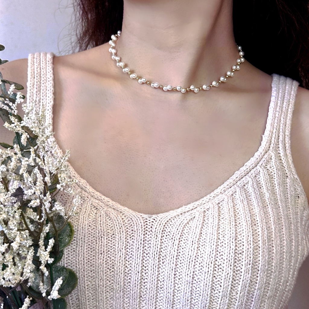 Starry blossom choker | shell made pearl necklace handmade jewellery gold elegant accessories