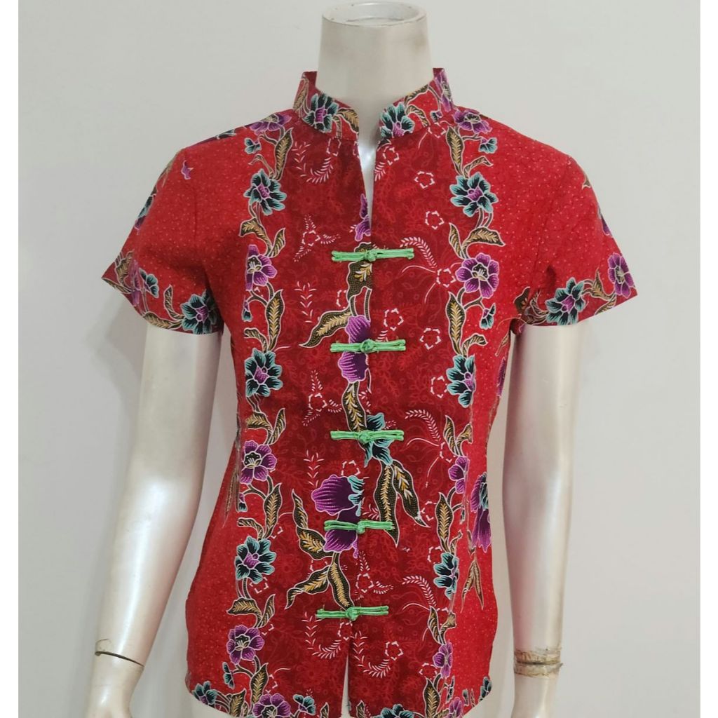 (READY STOCK) BA0088CS Batik Lady Blouse Cheongsam Made In Malaysia Baju Batik Perempuan Traditional Malaysia