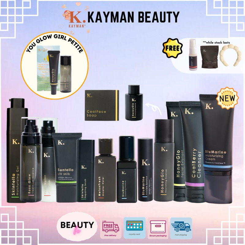 KAYMAN Beauty Blumarine Ampoule Honey Glow Hyalumelon Mist Toner Skintella Moisturing Gel RosaGlow Essence Soap Cleanser