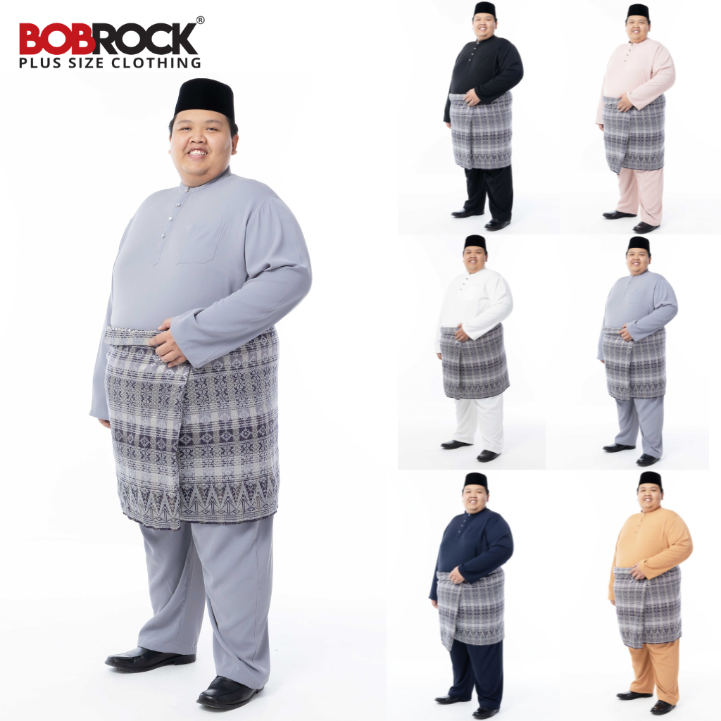 BOBROCK Plus Size Baju Melayu Relaxed Fit Cotton Satin - Cekak Musang