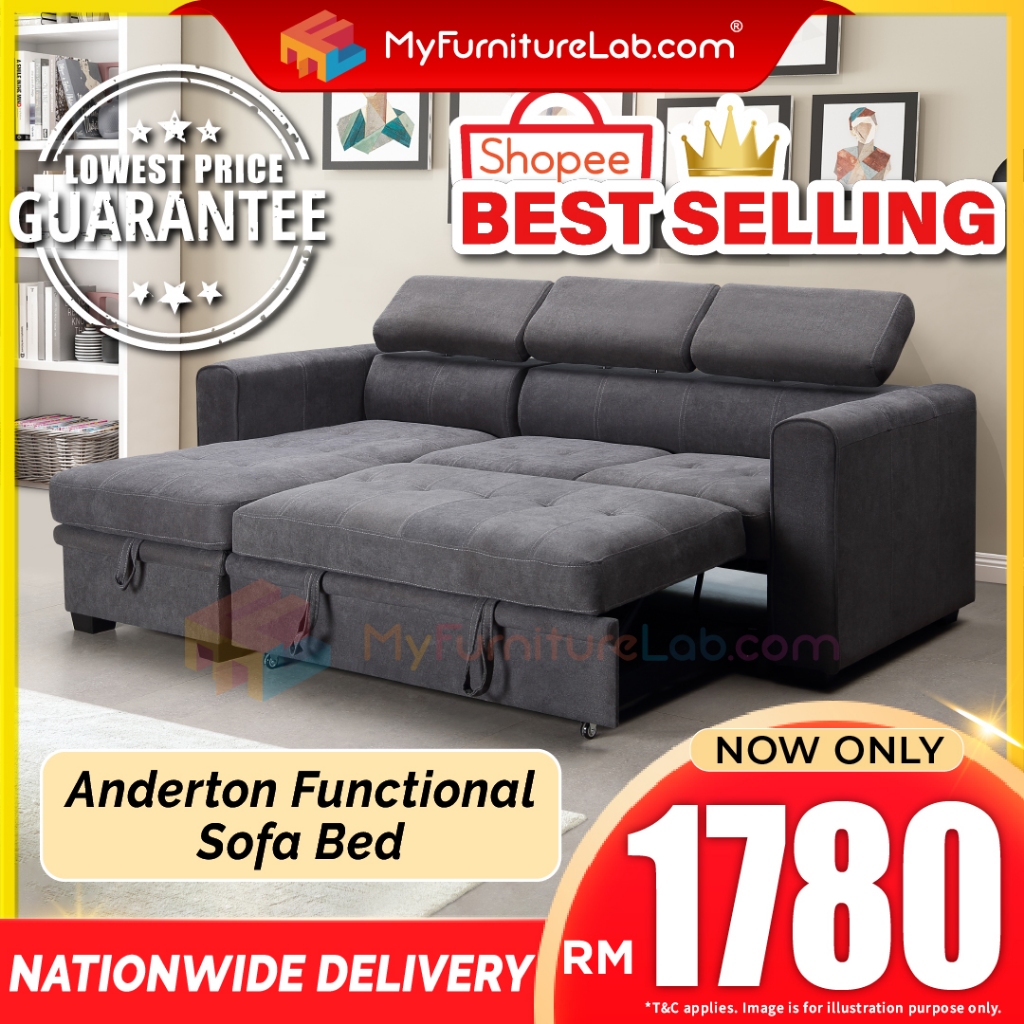 【READY STOCK】®:ANDERTON Functional Sofa Bed Sofa Ruang Tamu Foldable Sofa Set Home Living Furni