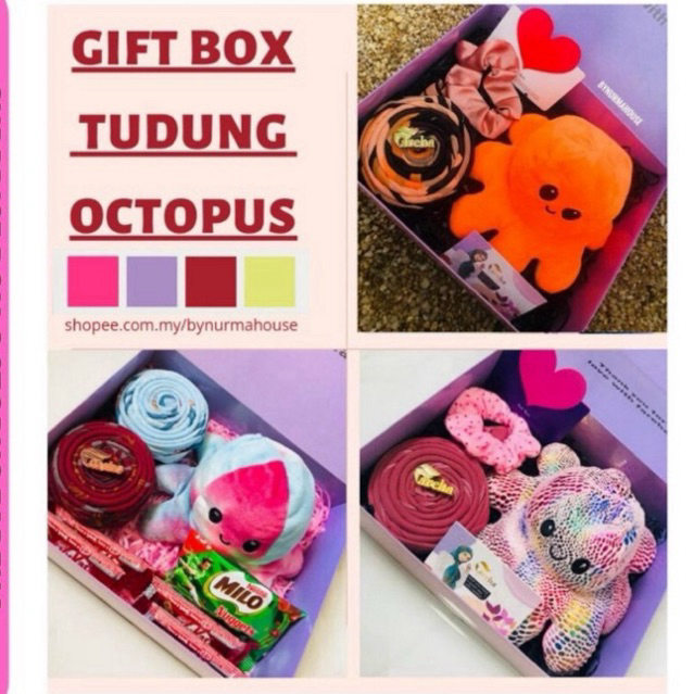 Gift Box Octopus Tudung Deara Tudung Ruffle LR Shawlpublika Hadiah Hari Jadi Isteri Ibu Orang Tersayang Hadiah Murah