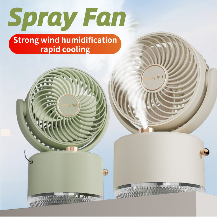 Kipas Meja Humidifier 3 In 1 Kipas Spray Air Putar 360 Kipas Meja Air Cooler 3 Kelajuan 300ml USB 桌面风扇 加湿器