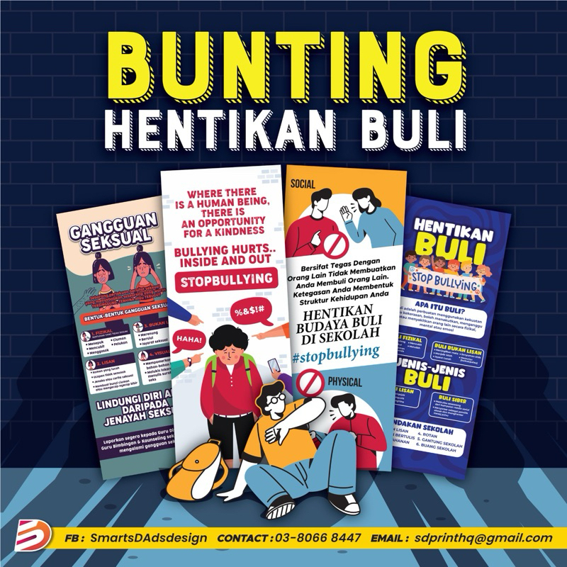 Bunting 2x5kaki BULI SIBER / CYBER BULLY - Keceriaan Sekolah
