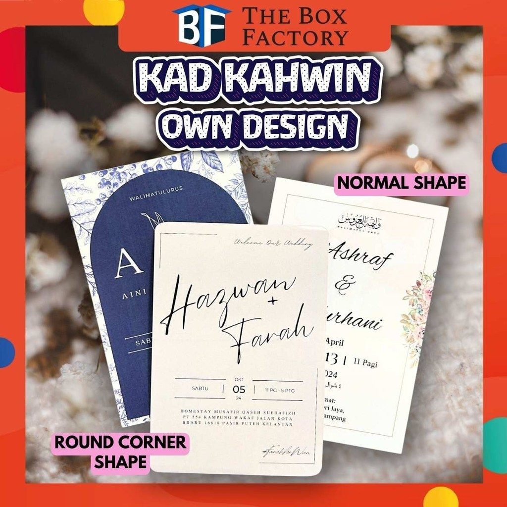 TBF Own design A6 Kad Kahwin Digital Print | Free Envelop | Own Design Printing | Wedding Card | Kad Kahwin | Tebal Artc