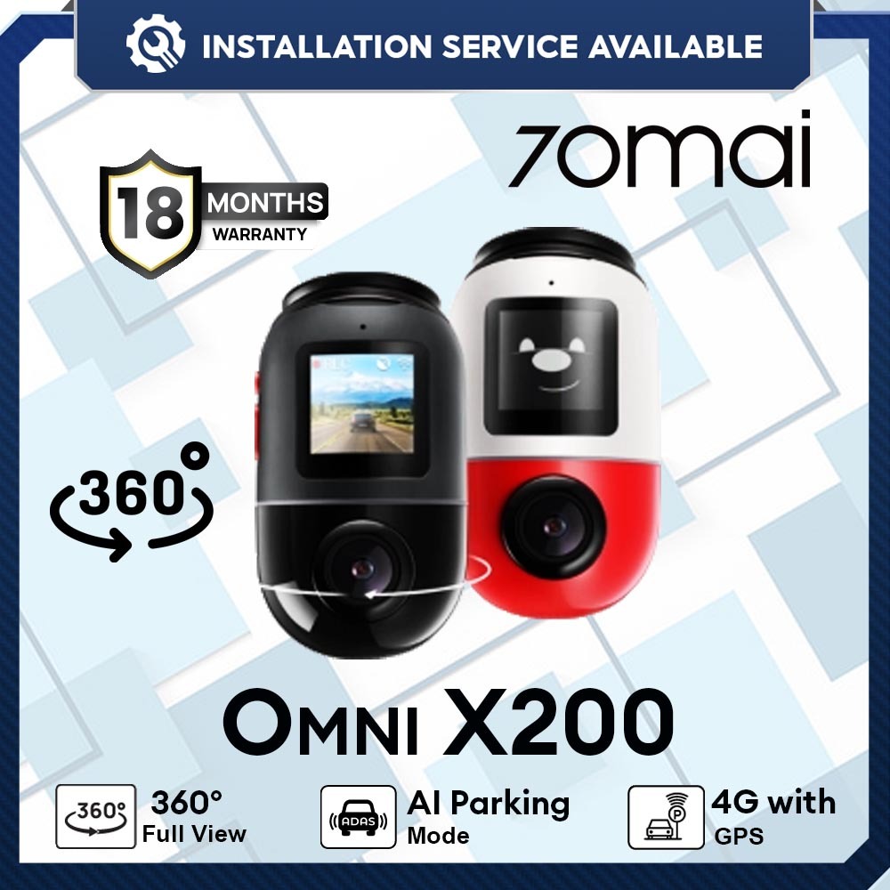 【With installation】 70mai Omni 360° Dash Cam X200 with 4G GPS AI Parking Surveillance