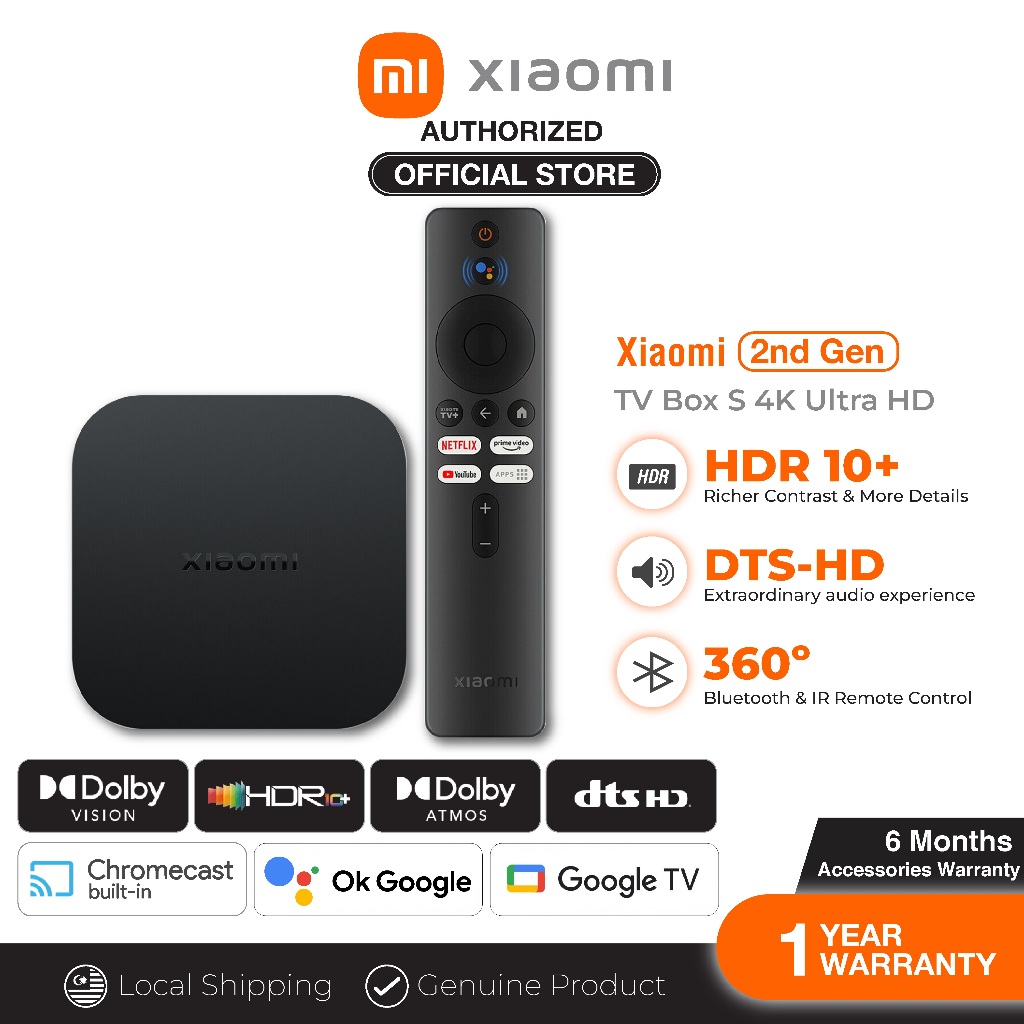 XIAOMI TV Box S 2nd Gen 3rd Gen 4K Ultra HD Streaming Media Player FHD TV Dolby Vision HDR10+ Dolby Atmos & DTS-HD