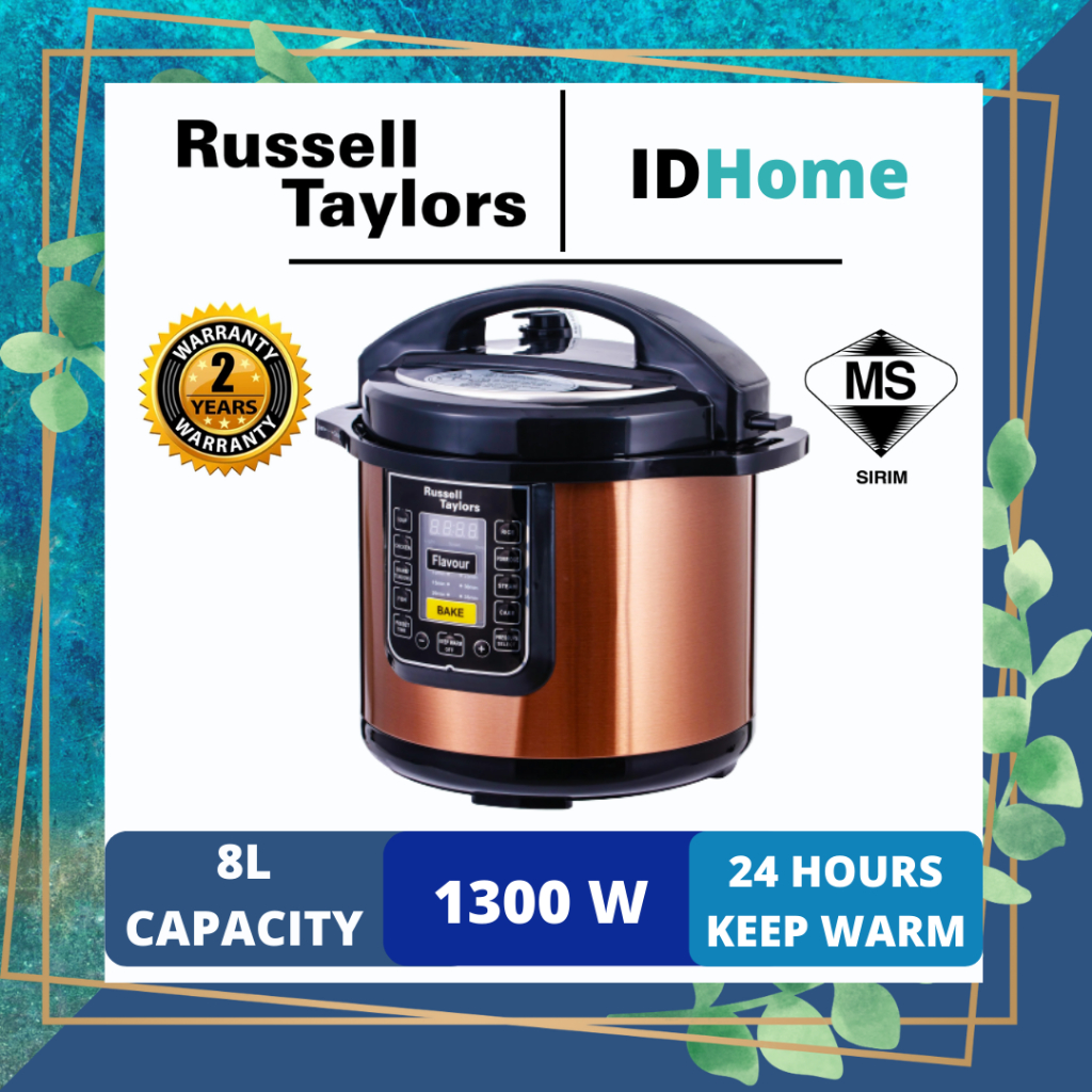 Russell Taylors Electric Pressure Cooker Stainless Steel Pot Rice Cooker (8L) PC-80