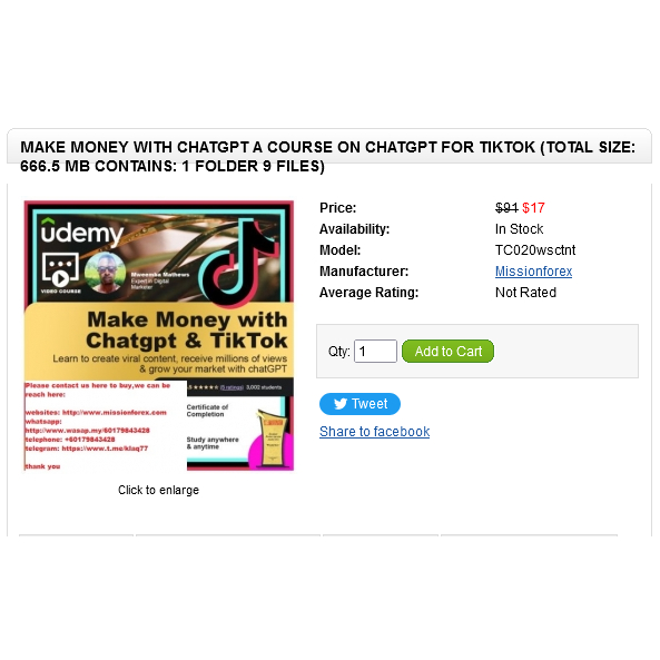 Make Money with Chatgpt A Course on Chatgpt for TikTok (Total size: 666.5 MB Contains: 1 folder 9 files)