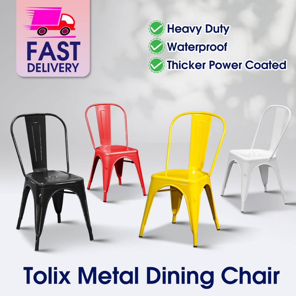 READY STOCK/METAL TOLIX DINING CHAIR DC 503/WOODEN SEAT/CAFE/RESTAURANT/KITCHEN/YELLOW/RED/BLACK/WHITE/GREY/