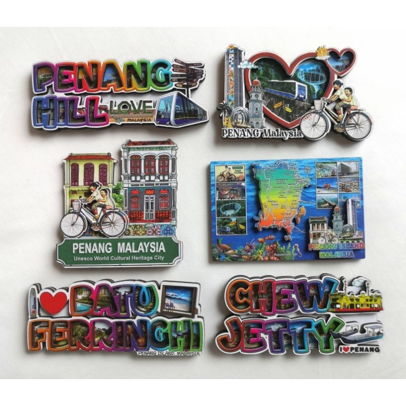 [W3] Penang & Kuala Lumpur | Dataran Merdeka | Pantai Merdeka | Batu Feringghi | Penang Hill | Wooden Fridge Magnets.