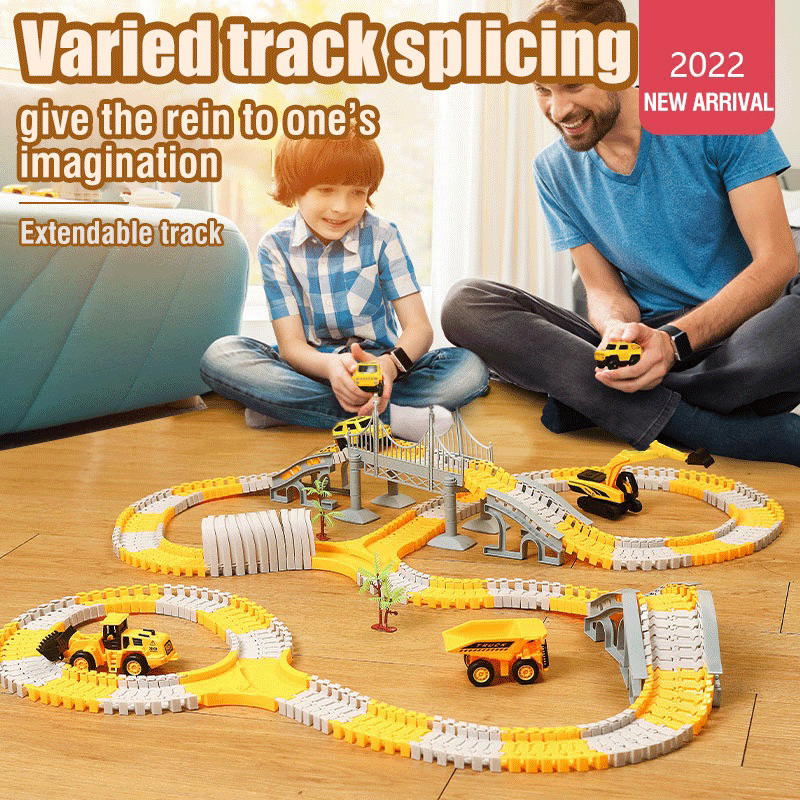 Kids Assembly 343 pieces DIY Railway Racing Car Toy Educational Puzzle Train Track Mainan Kereta Api Construction Car