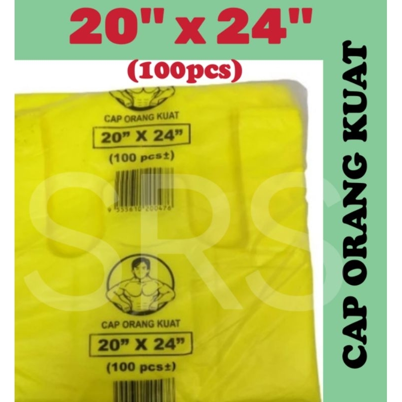 CAP ORANG KUAT 20" X 24" PLASTIC BAG#SINGLET BAG#T-SHIRT BAG#SHOPPING BAG#SIZE : 20" X 24"(100PCS)