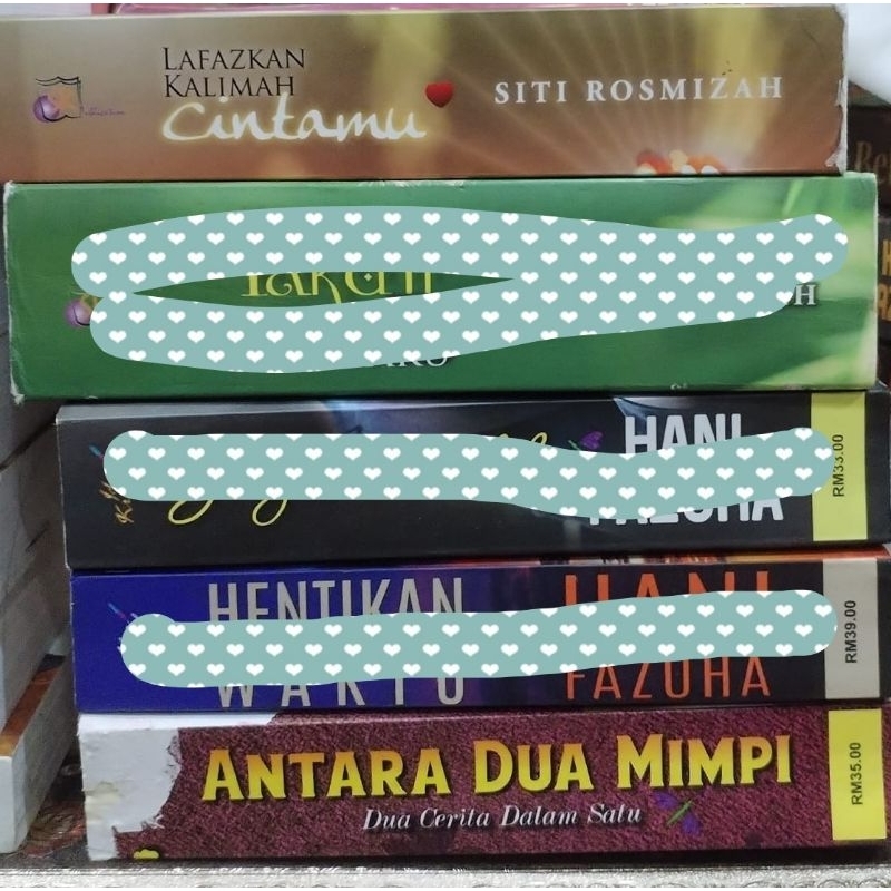 Preloved novel Hani Fazuha&Siti Rosmizah,,Lafazkan Kalimah cintamu,Takdir itu untuk aku,Yang Dia ,Hentikan ,Antara