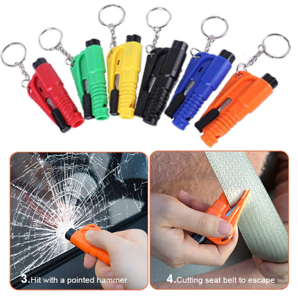 Car Emergency Window Breaker Escape Seat Belt Cutter Front Rear Back Window Hammer Safety Rescue Tool Whistle