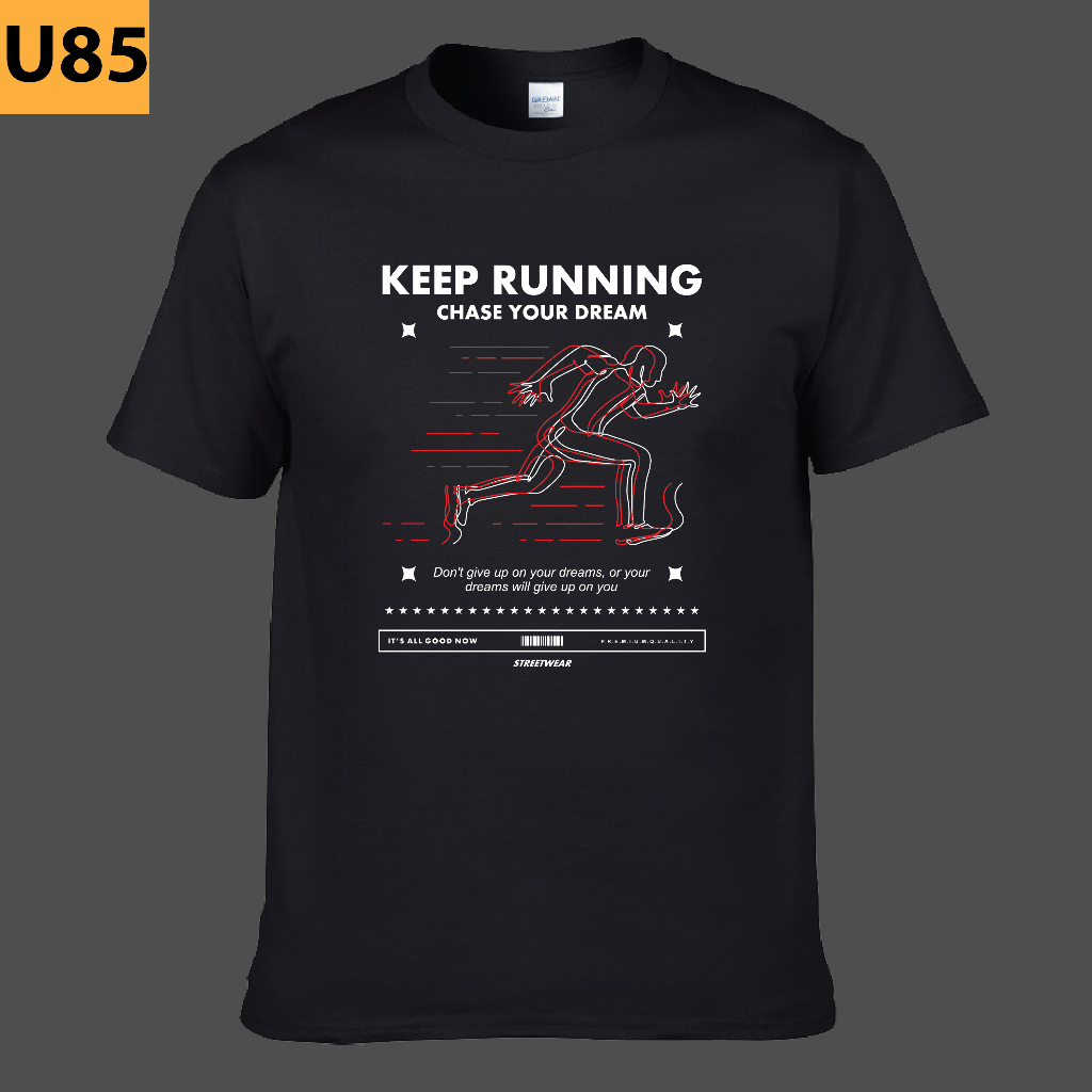 Keep Running - Graphic Tee [XS-6XL] - 100% Cotton/Microfiber - Black