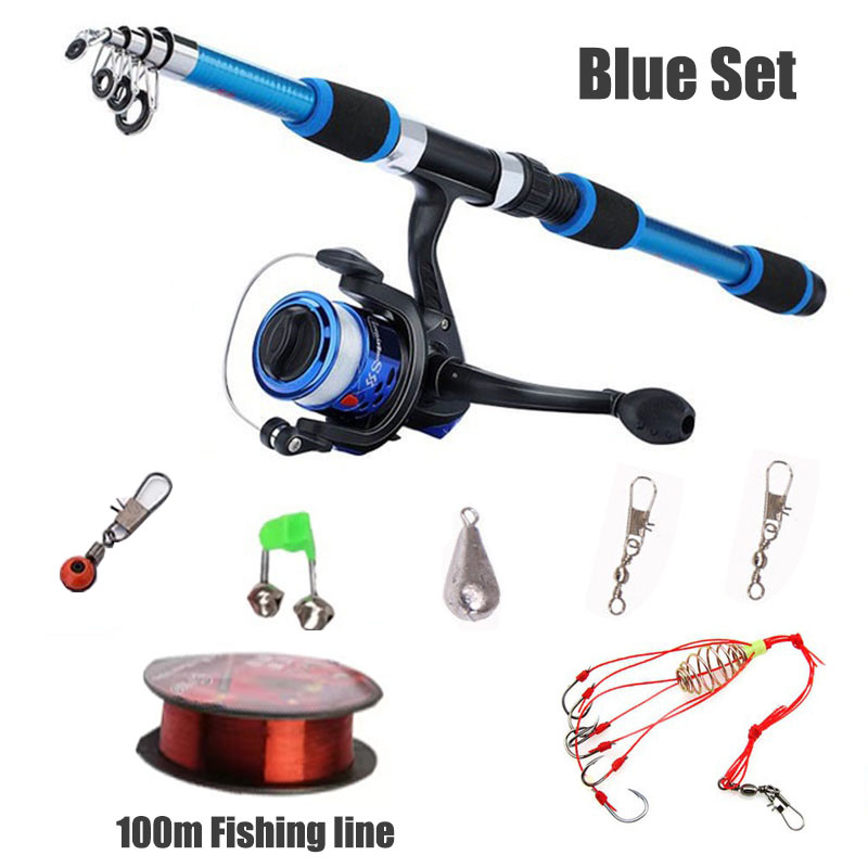 Combo Fishing Rod 0.6-2.1M Teleskopik Fishing Rod dan Spinning Fishing Reel Fishing Set Carp Fishing